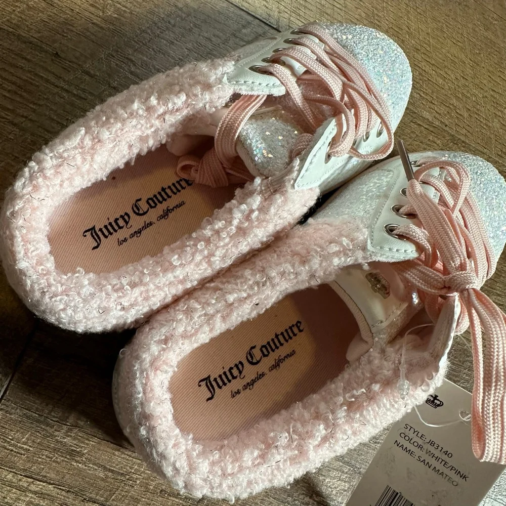Girls Juicy Couture Slippers 13 (Little Girl) White Pink Glitter